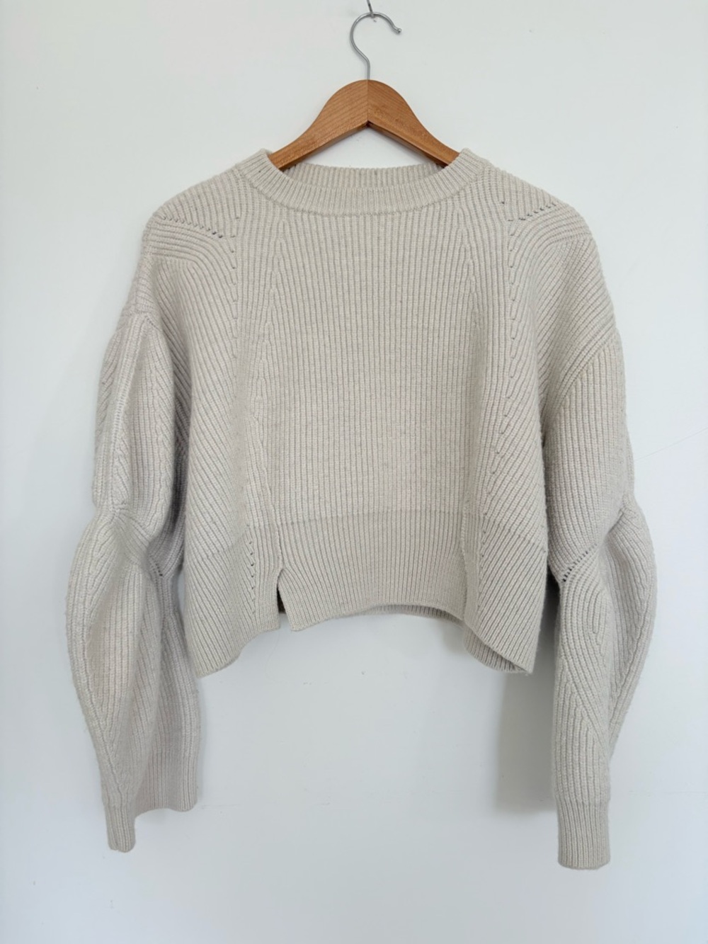 JNBY Ribbed Cropped wool Crewneck Sweater